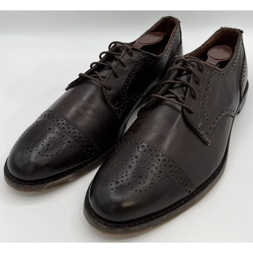 Allen Edmonds Lexington Oxford Brogue Cap-Toe Shoes Leather Dark Brown 10.5D